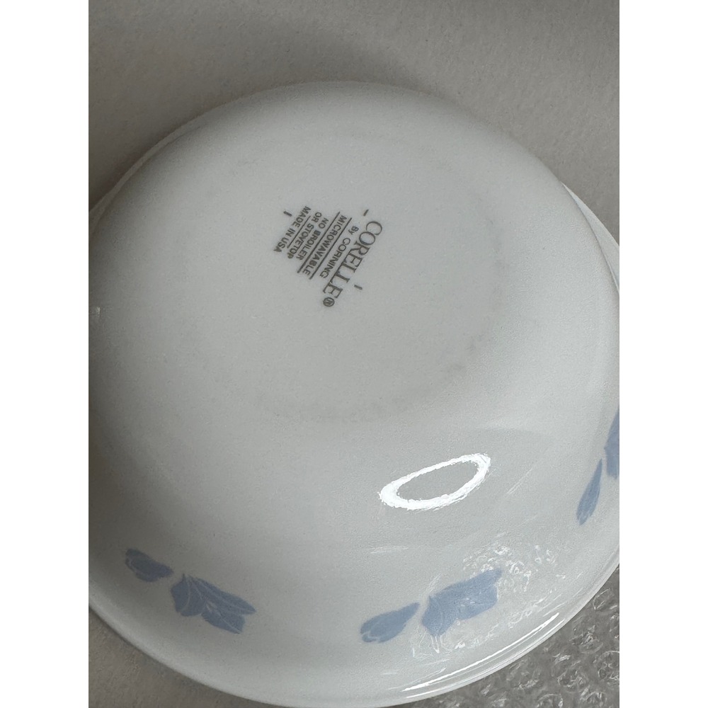 Corning Corelle Friendship Cereal‎ Bowls Set of 3 Vintage White Blue Flora - Picture 5 of 9